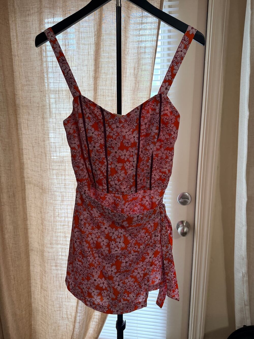 3 for $9 Land of the Free floral faux wrap romper xs pink red euc